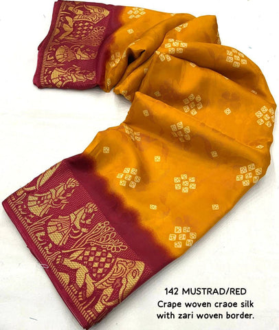 Mustard Red Premium Bandhani