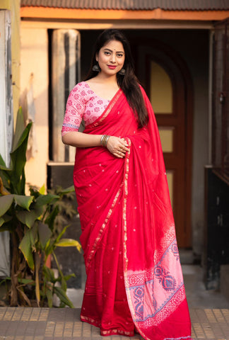 Rani Bandhej and Block Print Saree