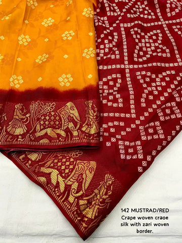 Mustard Red Premium Bandhani