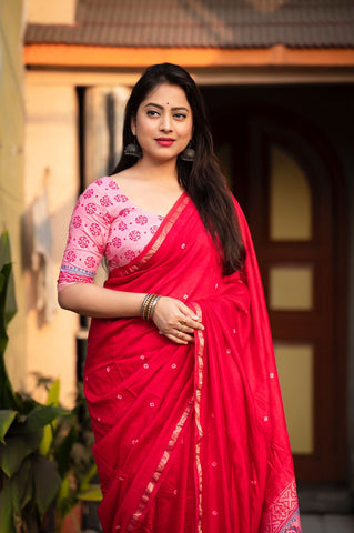 Rani Bandhej and Block Print Saree