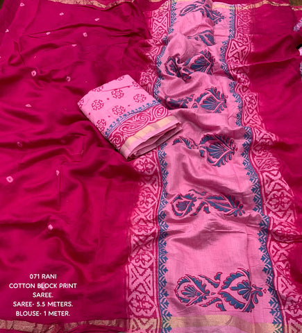 Rani Bandhej and Block Print Saree