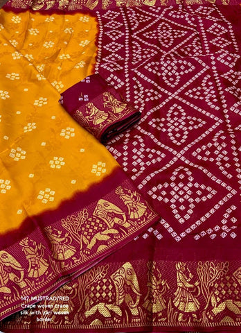 Mustard Red Premium Bandhani