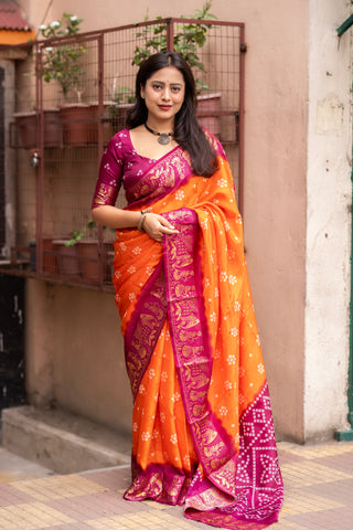 Orange Rani Premium Bandhani