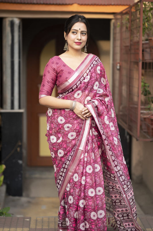 Soft Kota Doria Saree with Zari Pattu Border & Tassel-Embellished Pallu