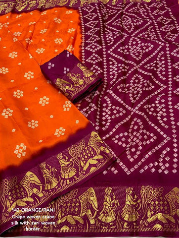 Orange Rani Premium Bandhani