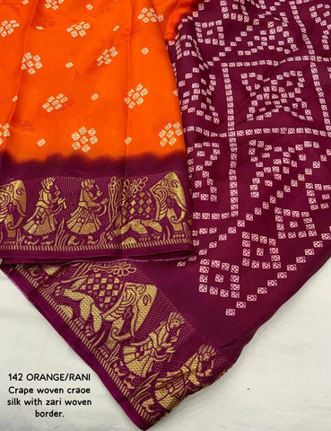 Orange Rani Premium Bandhani