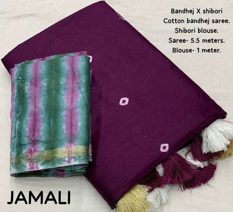 Jamali Bandhej and shibori Print Saree