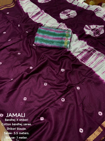 Jamali Bandhej and shibori Print Saree