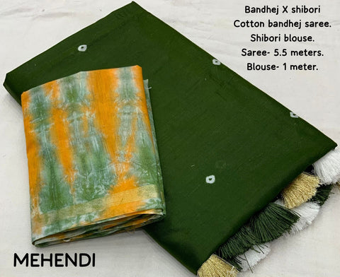 Green Bandhej and shibori Print Saree