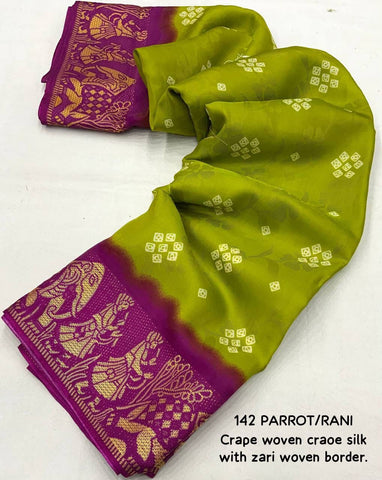 Parrot Rani Premium Bandhani