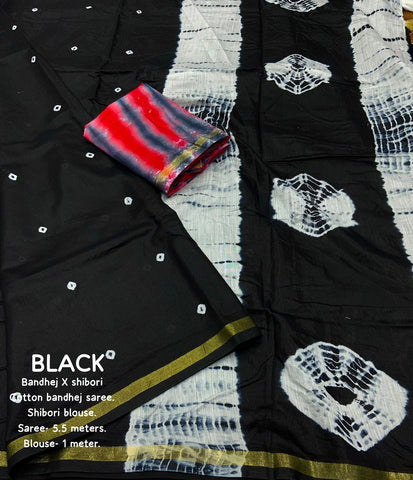 Black Bandhej and shibori Print Saree