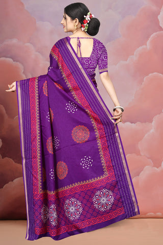 Purple Premium Batik Print Saree