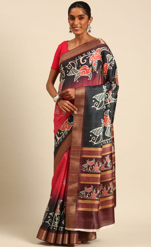 Amazing Pink Color Cotton Printed Saree