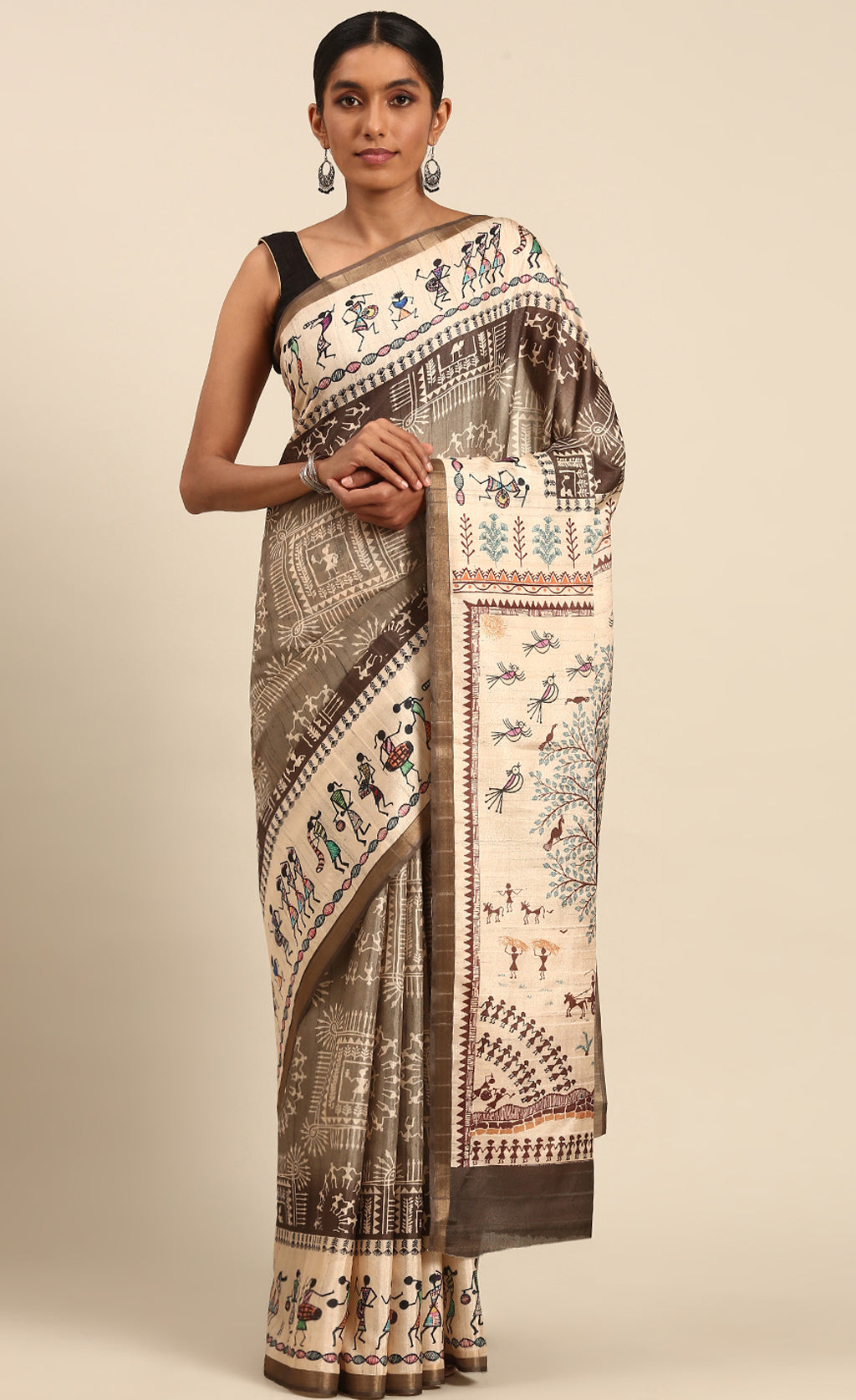 Attractive Mehendi Green Color Kalamkari Print Saree