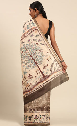 Attractive Mehendi Green Color Kalamkari Print Saree