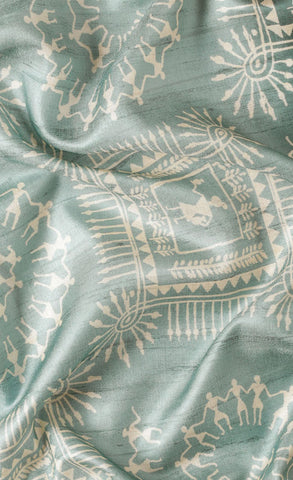 Attractive Teal Green Color Cotton Kalamkari Print Saree