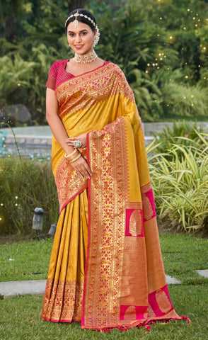 Graceful Mustard Color Kanjivaram Silk Saree