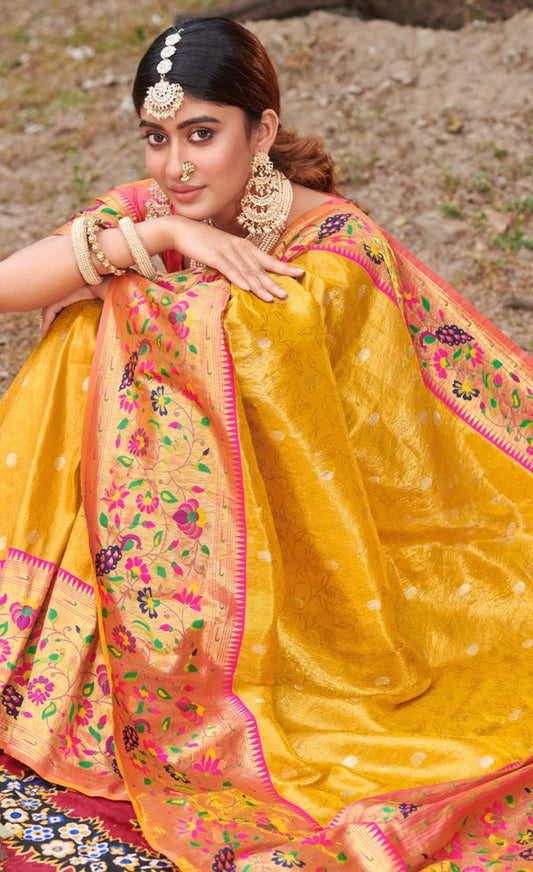 A Celebration of Color: Yellow Paithani Silk Sarees