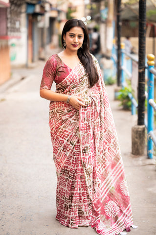 Pink Spray Cotton Saree