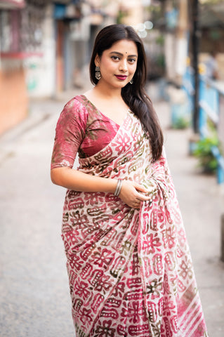 Pink Spray Cotton Saree