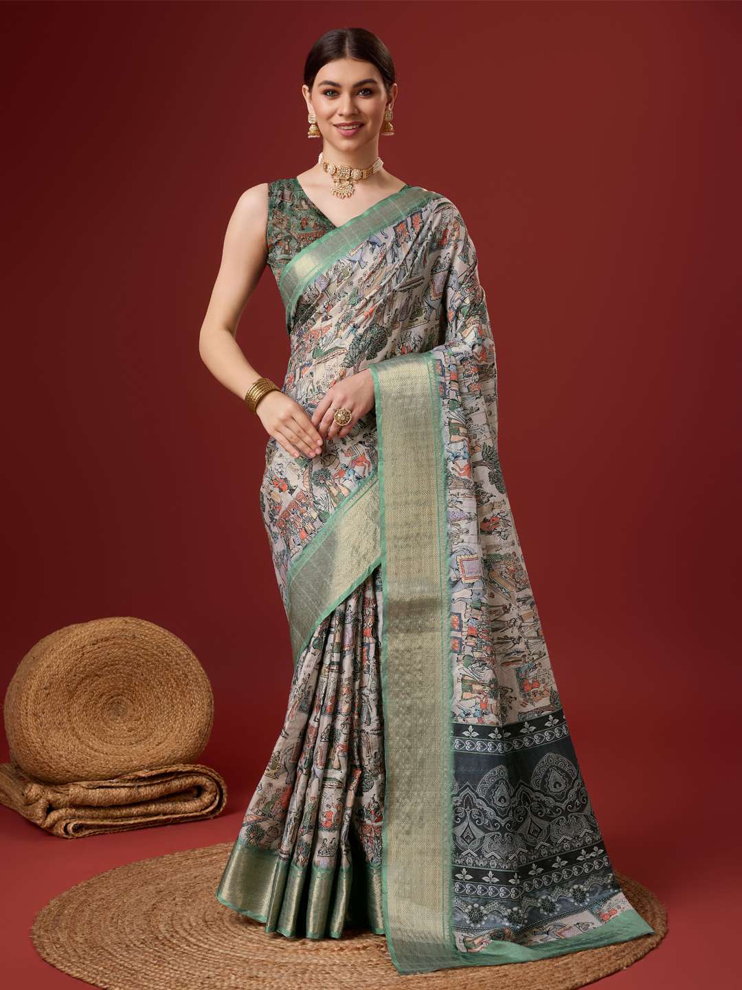 Elegant Green Silk Saree