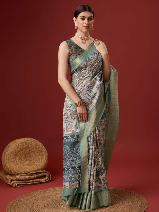 Elegant Green Silk Saree