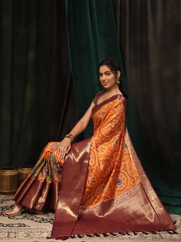 Bandhani Zari Silk Banarasi Saree