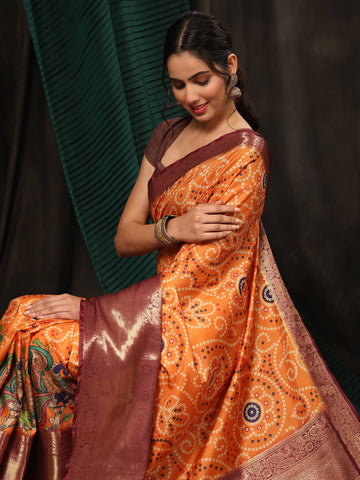 Bandhani Zari Silk Banarasi Saree