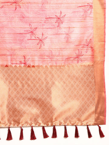 Surat Sari Floral Zari Cotton Blend Khadi Saree