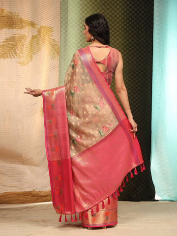 Surat Sari Kalamkari Printed Zari Art Silk Fusion Banarasi Saree