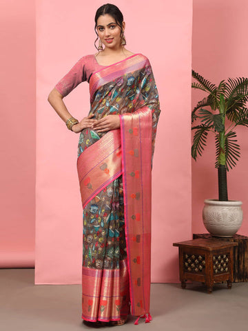 Surat Sari Woven Design Zari Art Silk Fusion Banarasi Saree