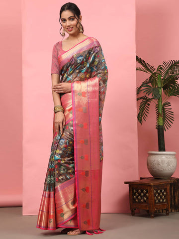 Surat Sari Woven Design Zari Art Silk Fusion Banarasi Saree