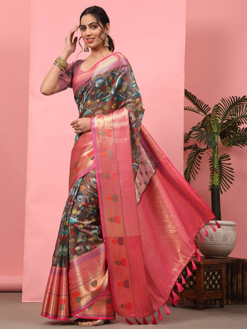 Surat Sari Woven Design Zari Art Silk Fusion Banarasi Saree