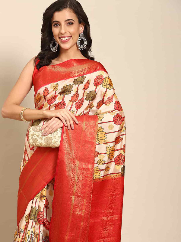 Surat Sari Kalamkari Zari Art Silk Kanjeevaram Saree
