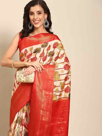 Surat Sari Kalamkari Zari Art Silk Kanjeevaram Saree