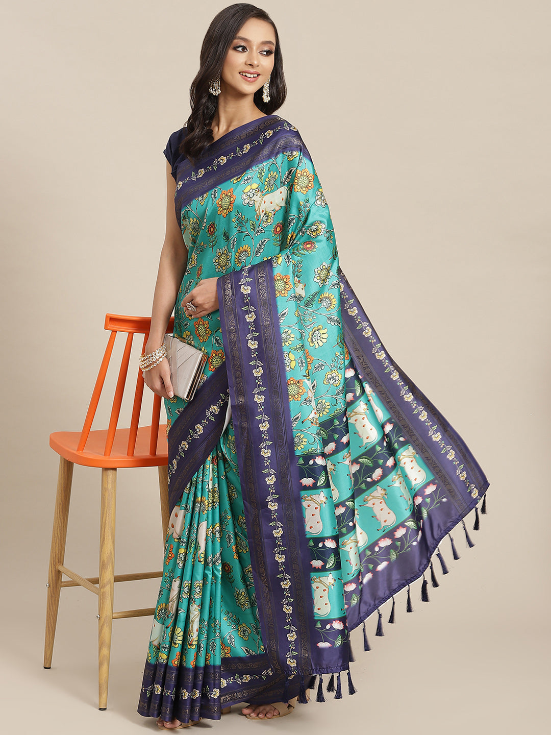 Surat Sari Blue Ethnic Motifs Zari Art Silk Banarasi Saree