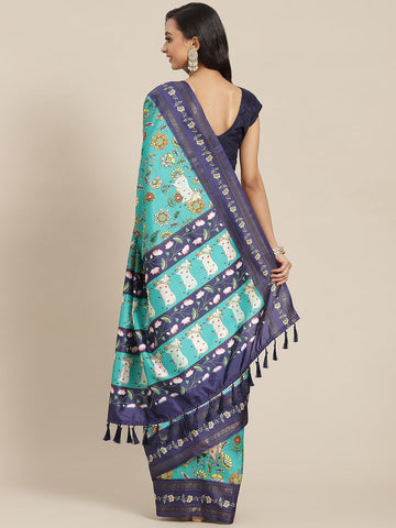 Surat Sari Blue Ethnic Motifs Zari Art Silk Banarasi Saree