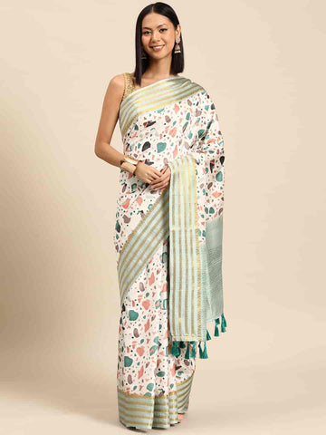 Surat Sari Printed Zari Silk Blend Banarasi Saree