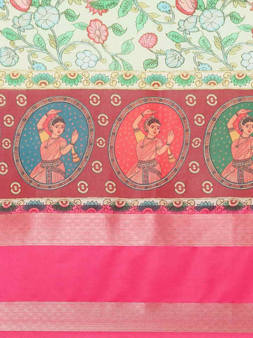 Surat Sari Sea Kalamkari Zari Art Silk Kanjeevaram Saree