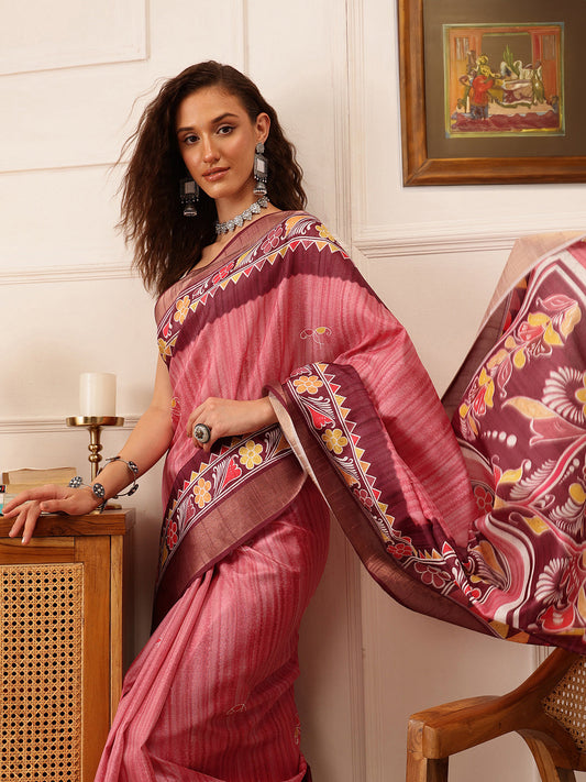 Surat Sari Floral Printed Banarasi Saree