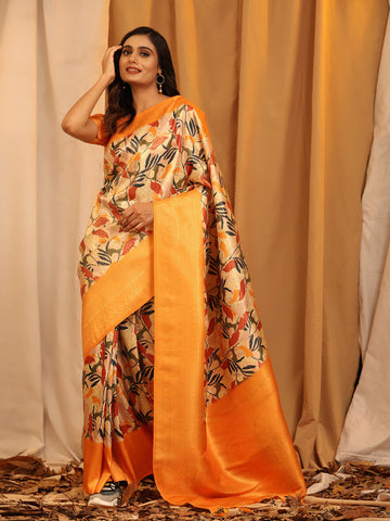 Surat Sari Floral Woven Design Zari Kanjeevaram Saree