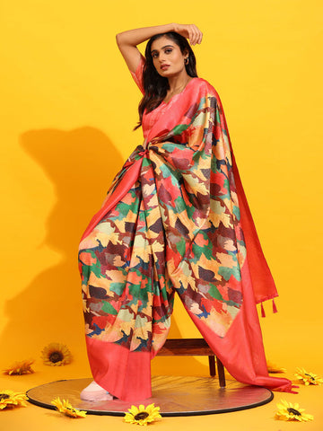 Surat Sari Zari Abstract Printed Zari Kanjeevaram Saree