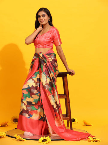 Surat Sari Zari Abstract Printed Zari Kanjeevaram Saree