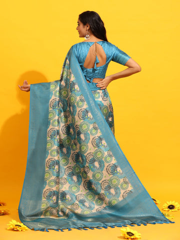 Surat Sari Geometric Printed Zari Kanjeevaram Saree