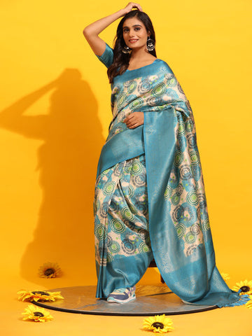 Surat Sari Geometric Printed Zari Kanjeevaram Saree