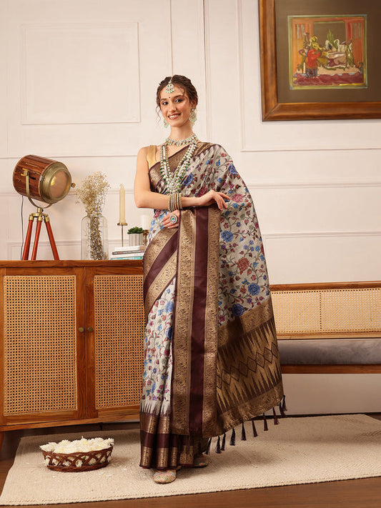 Surat Sari Floral Zari Kanjeevaram Saree