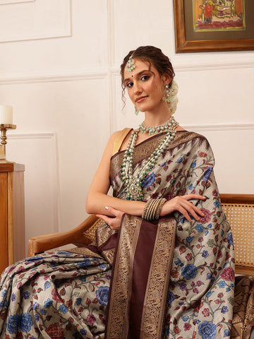 Surat Sari Floral Zari Kanjeevaram Saree