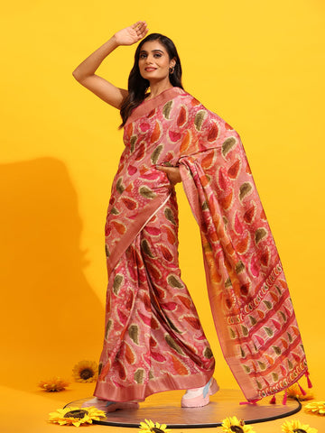 Surat Sari Paisley Printed Zari Banarasi Saree