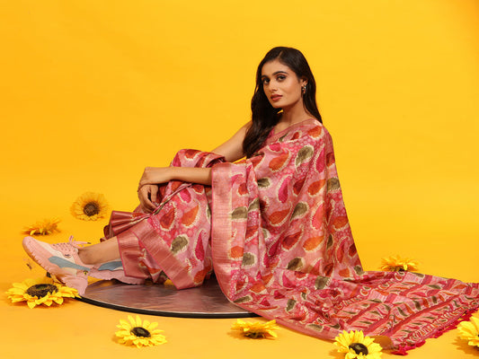 Surat Sari Paisley Printed Zari Banarasi Saree