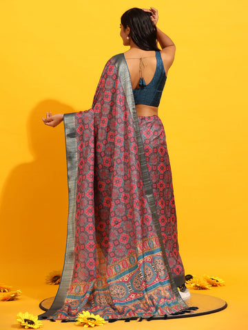 Surat Sari Ethnic Motifs Printed Zari Banarasi Saree